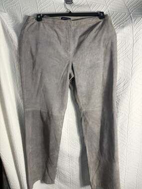 Ann Taylor Factory Store Gray 100% Leather Suede Pants Size 10